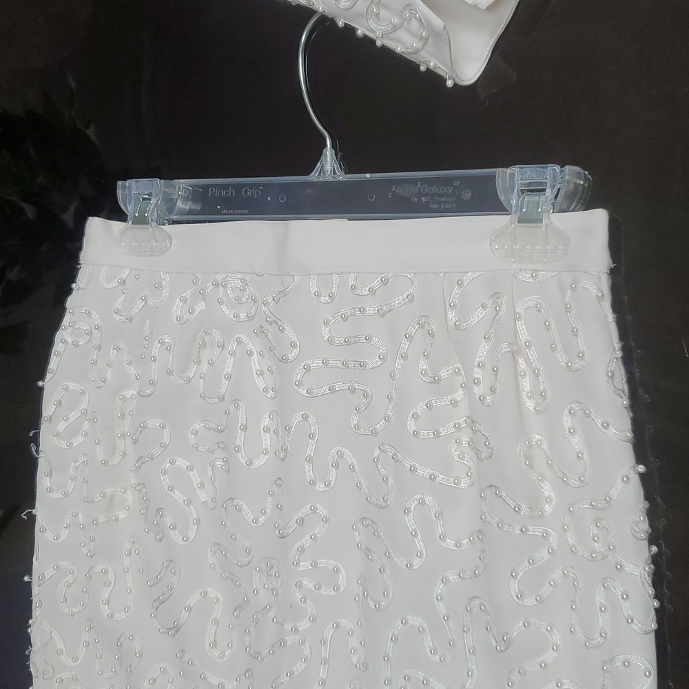 Embellished Ivory Two-Piece Jacket and Skirt Set - Picture 10 of 13